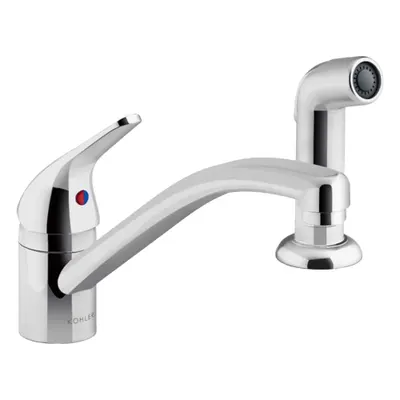 KOHLER Kitchen Faucet: Jolt, Single-Post, Deck, 2 Mounting Holes, 1.5 gpm Flow Rate - Off-Centered Kitchen Faucets with Sprayers