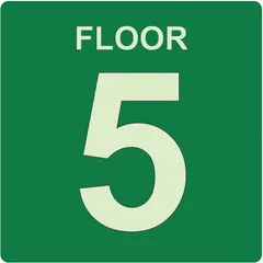 This adhesive-mounted square floor sign is made of plastic and measures 8 inches by 8 inches. It features glow-in-the-dark capability for visibility in low-light conditions and is not retroreflective. Suitable for marking pathways, exits, or hazards in industrial and commercial settings.