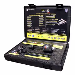 Steel fuel injector puller for Ford vehicles, 5 inches long, yellow finish. Includes lift kit for leverage. Used in automotive repair to remove fuel injectors.