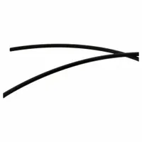 Black polyethylene tubing with flame-retardant properties, 1/4 in outside diameter and 5/32 in inside diameter. Shore D 45 hardness, rated for 140 psi at 150°F. Suitable for pneumatic control lines, instrumentation, and low-pressure fluid transfer in applications requiring fire safety