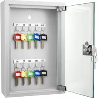 Key Cabinet: 10 Key Capacity, Single Key Lock, Steel, Gray, 11 3/4 in Ht, 8 in Wd, 3 in Dp (MPN CB12986)