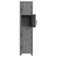 STRONG HOLD Locker: 18 in x 18 in x 75 in, 4 Tiers, 1 Units Wide, 4 Lockers, 18 in x 18 in, Steel (MPN 1.66-4D-18-4T-EK-L)