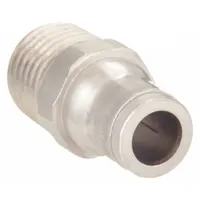 Nickel-plated brass push-to-connect adapter fitting with 1/4 in OD tube connection and 1/8 in male NPT thread. Suitable for pneumatic systems, instrumentation, and fluid handling requiring tool-free, leak-free connections