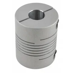 Aluminum flexible coupling with 25 mm outside diameter and 32 mm overall length. Connects rotating shafts while compensating for minor misalignment in industrial automation, packaging, and material handling systems.