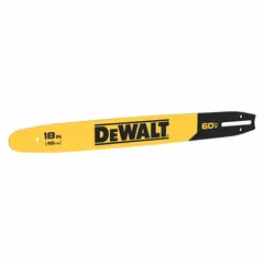 This DEWALT replacement bar is designed for use with Dewalt chain saws. It features an 18-inch length, 3/8-inch pitch, and 0.05-inch gauge, providing a track for the saw chain in cutting wood for construction, landscaping, and forestry tasks.