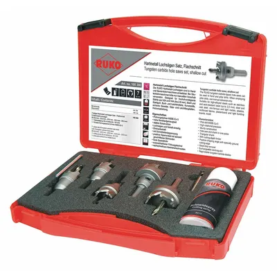 ROTHENBERGER Carbide Tipped Hole Saw Kit, 7-Piece, 2.5 TPI, 10 mm Cutting Depth - Multi-Material-Cutting Hole Saw Kits