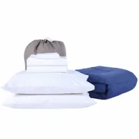 MARTEX Bedding Kit: Queen Compatible Mattress Size, Tan/White, EcoPure Polyester, Solid (MPN 1C51748)