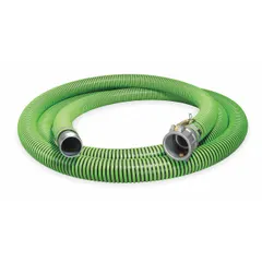 This 10-foot thermoplastic rubber hose assembly is reinforced with a polyethylene helix for flexibility and crush resistance. Rated for 38 psi and a temperature range of -40° to 180°F, it is suited for water suction and discharge in industrial, construction, and agricultural settings.