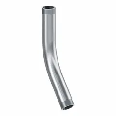 This 45° aluminum elbow is used to change the direction of rigid metal conduit (RMC) runs in electrical installations. It has a 3-1/2 in trade size, NPT threads, and an overall length of 28 9/32 in. Complies with UL 6A and ANSI C80.5 standards.