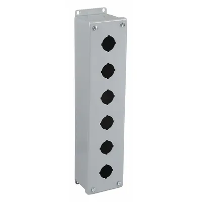 HOFFMAN Push Button Enclosure: 30mm, 6 Holes, Carbon Steel - Enclosures for 30mm Operators