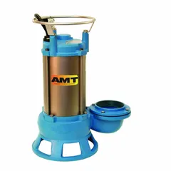 This submersible shredder pump from AMT PUMPS features a cast iron volute and vertical discharge orientation. It operates on 230V AC, delivers 100 gpm at 10 feet of head, and has a 2-inch FNPT connection. Designed for wastewater and sewage applications where solids need to be macerated, it handles effluent and debris-laden fluids. Not rated for hazardous locations; switch not included.