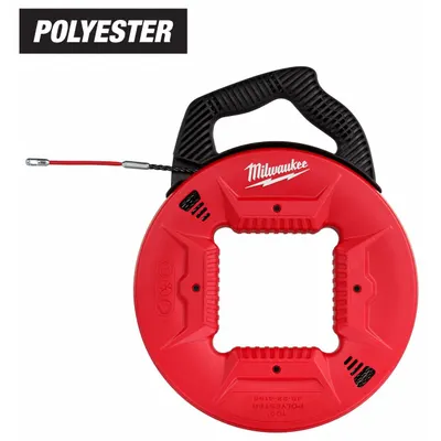 MILWAUKEE Fish Tape: 100 ft Lg, Manual Wind Tape Retraction, Spiral Tape Shape - Non-Conductive Fish Tapes
