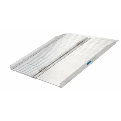 SILVER SPRING Wheelchair Ramp: Wheelchair Ramp, Silver, 3 ft Retracted Lg, ADA, 2 1/2 ft Usable Wd - Wheelchair Ramps without Handrails