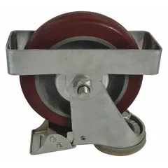 This caster is designed for use with lift tables and pallet positioners. It serves as a replacement component for platform lifts, supporting mobility and positioning in material handling applications.