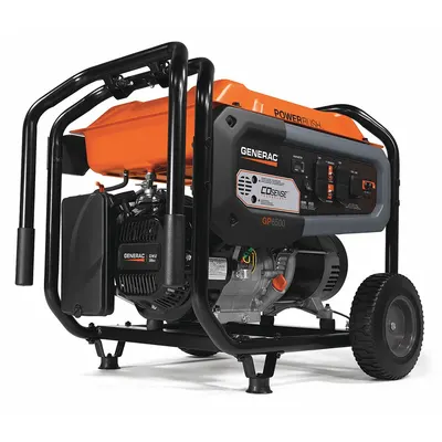 GENERAC Portable Generator: Conventional, Gasoline, 6,500 W Running, 8,125 W Starting - Conventional Generators