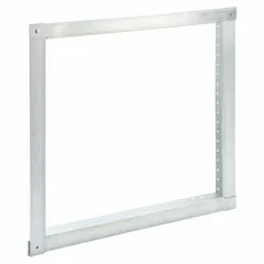Galvanized steel retaining angle designed to secure fire dampers in HVAC ductwork. Measures 17 3/4 inches in height and 17 3/4 inches in width. Used to maintain proper damper positioning during fire events in commercial and industrial buildings.