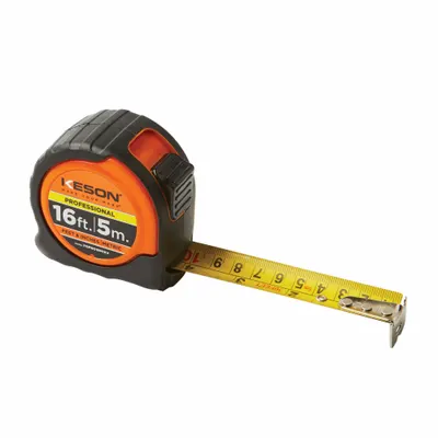 KESON Tape Measure: Nonmagnetic Single Hook Tip, 16 ft / 5 m - Inch & Metric Tape Measures