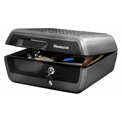 SENTRY SAFE Safe: Key Lock, 0.36 cu ft Capacity, Steel, 7 5/8 in H x 16 1/2 in W x 14 3/4 in D - Free-Standing Security Safes