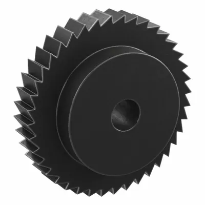 KHK GEARS Ratchet Gear: 9.42 Pitch, 40 Teeth, 20 mm Bore Dia, Black Oxide-Coated Steel - Metric Ratchets with Hub