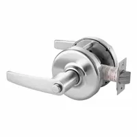 This CORBIN privacy lever lockset features an Armstrong lever design with a satin chromium-plated finish. It is ADA compliant for accessibility and intended for interior doors requiring privacy, such as bathrooms or bedrooms in commercial or institutional settings. The lockset is not ligature-resistant and has no visual indicator message