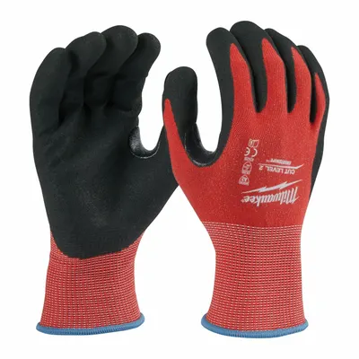 MILWAUKEE Work Gloves: XL ( 10), ANSI Cut Level A2, Palm, Dipped, Nitrile, Nylon ( 15 ga) - Light-Duty Cut-Resistant Gloves with Nitrile Coating