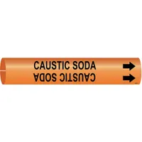 Pipe Marker: Caustic Soda, Orange, Black, Fits 2 1/2 to 3 7/8 in Pipe O.D., 1 Pipe Markers (MPN 4308-C)