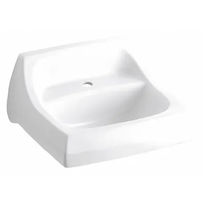 KOHLER Bathroom Sink: Kingston, White, Vitreous China, 21 1/4 in Overall Lg - One-Station Wall-Mounted Bathroom Sinks without Faucets