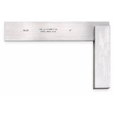 STARRETT Precision Steel Square: 90° Angle, 3 x 2-3/8 in Outside Dimensions - Machinist Precision Steel Squares