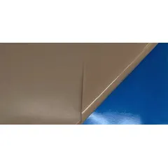 Blue, ungraded plain polyester shim stock sheet, 0.005 in thick, 10 in wide, 20 in long. Width and length tolerances ±0.0625 in; thickness tolerance ±5%. Used for alignment, gap filling, and spacing in industrial assemblies where non-metallic, non-conductive shimming is required.