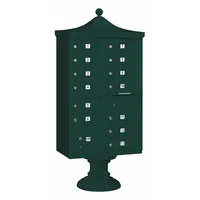 Cluster Box Unit: CBU, 14 Doors, Horizontal, 71 3/4 in H x 31 in W x 18 1/2 in D, Pedestal Mounting (MPN 3313R-GRN-U)