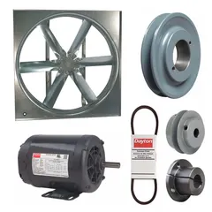 Unassembled belt-drive panel supply fan with a 24 in blade and open dripproof motor. Delivers 6,175 cfm at 230/460V AC. Suitable for industrial ventilation, supply, or exhaust applications in factories, warehouses, and commercial facilities.