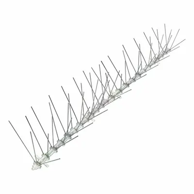 BIRD-X Bird Repellent Spikes: Std, Plastic Base, Clear, 50 ft Overall Lg - Bird Spikes