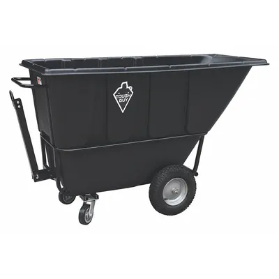 TOUGH GUY Tilt Truck: 27 cu ft, 2,100 lb, 77 in L x 34 1/2 in W x 36 in H, Black - Towable Steel-Reinforced Plastic Tilt Trucks