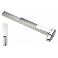 This VON DUPRIN exit device is a concealed vertical rod model with a chrome finish. It features a touchbar style and includes a night latch outside trim. Designed for doors up to 4 ft wide, it is ADA compliant and suitable for commercial egress applications