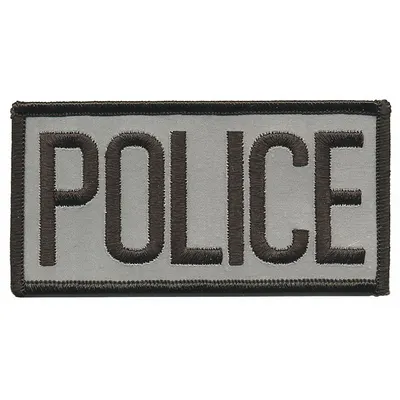 HEROS PRIDE Embroidered Patch: Police, 4 in x 2 in, Black/Gray, Plastic, Sew-On - Embroidered Insignia