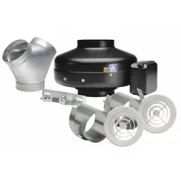 In-Line Duct Fan: 402 cfm Max., 8 in Duct, 130 W, 120V AC, 1 Ph, IP44, Galvanized Steel (MPN KIT-PV200X-DV)