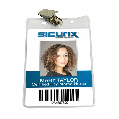 SICURIX Badge Holder: Pouch, Vertical, 2 5/8 in Badge Pouch Wd, 4 1/8 in Badge Pouch Ht - Clips for Badges