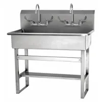 SANI-LAV Wash Station: 45 in Overall Ht, 37 in Bowl Lg, 8 in Bowl Dp, 0.5 gpm Flow Rate, 16 ga (MPN 54FFL-0.5)
