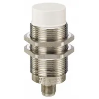 Inductive cylindrical proximity sensor with built-in connector, unshielded, normally open (NO) output. Operates on 24-240V AC or DC supply. Detects metallic objects without contact for position sensing, part detection, and machine control in industrial automation