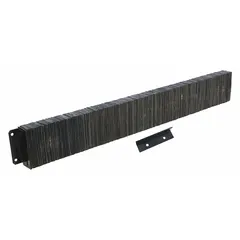 Rectangular laminated-rubber dock bumper measuring 12 inches by 98 1/4 inches by 4 1/2 inches. Designed for left/right installation to protect loading dock edges and truck trailers from impact during loading and unloading operations.
