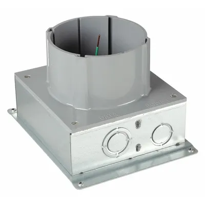 HUBBELL WIRING DEVICE-KELLEMS Floor Box: Round, 1 1/4 in/1 in/3/4 in For Conduit Sizes - Steel Electrical Floor Boxes