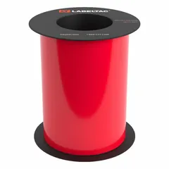 Continuous vinyl label roll for use with LabelTac 6 printer series. Red gloss finish, rated for indoor/outdoor applications. Suitable for pipe marking, equipment labeling, and hazard warnings.