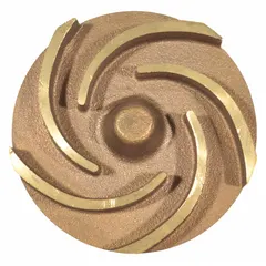 Semi-open impeller made of bronze, designed for use with Dayton straight centrifugal pumps. Compatible with manufacturer model number 2ZWT3A. Used to move water or other fluids in industrial and commercial fluid-handling applications.
