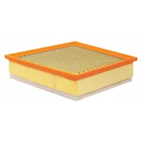 Rectangular panel engine air filter for buses, compatible with Chevrolet vehicles. Overall length 11 1/32 inches. Traps airborne contaminants to maintain clean airflow for engine combustion