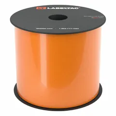 Continuous vinyl label roll for thermal transfer printing, 4 inches wide by 75 feet long. Orange gloss finish suitable for indoor and outdoor use. Compatible with LabelTac 4 printer series. Used for creating durable identification labels and signs in industrial environments.