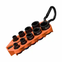 This 10-piece SAE impact socket set includes sockets ranging from 1/4 in to 3/4 in with a 3/8 in drive size. Designed for use with impact wrenches, it features a friction retention mechanism to secure sockets on the anvil. Suitable for heavy-duty fastening tasks in automotive, construction, and industrial maintenance applications.