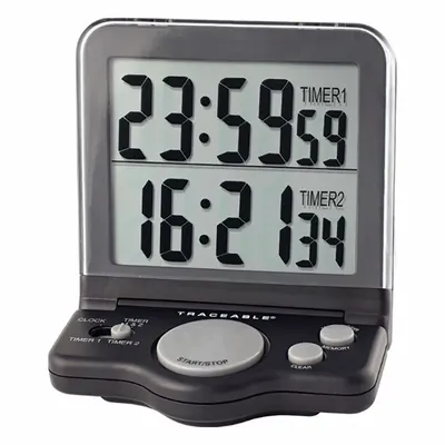 TRACEABLE Digital Timer: Adj Display (90° to 180°), 1/2 in x 5 1/2 in x 3 3/4 in - Digital Timers