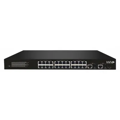 ULTRA VIS-LRPOE24-2 24-Port PoE Switch, 54V DC, 100-240V AC, Desktop/Rack, Black - Video Surveillance Power Over Ethernet Devices
