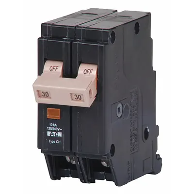 EATON Circuit Breaker: 30 A, 120/240V AC, Single Phase, 10kA at 120/240V AC - CH Series