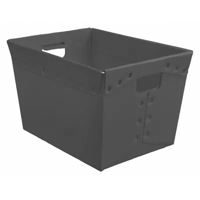 DIVERSI-PLAST Nesting Tote: 28.9 gal, 30 in x 19 in x 12 in, Black - Lightweight Corrugated Plastic Nesting Totes